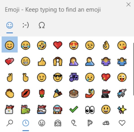Windows 10 Emojis and GIFs keyboard